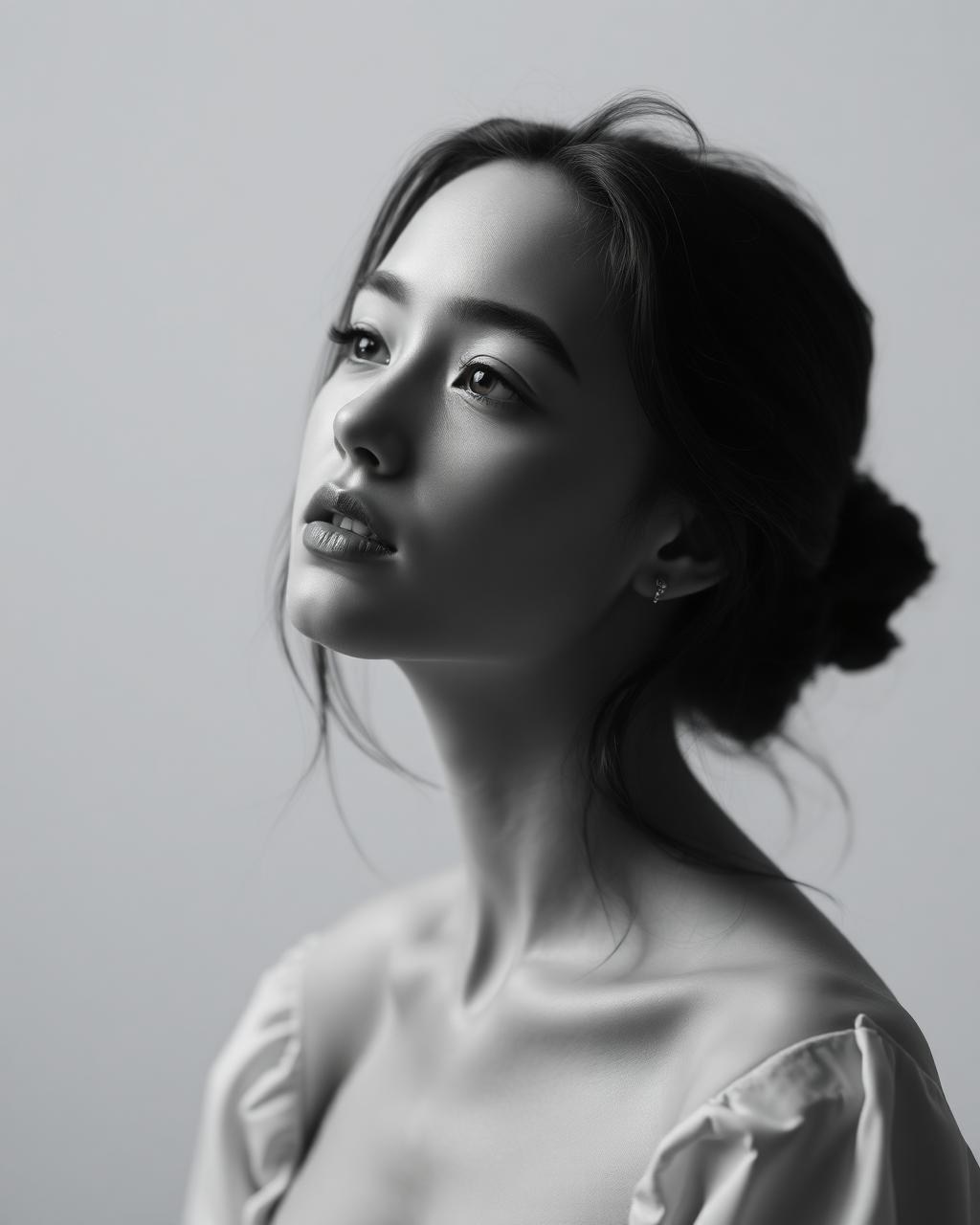 Editorial black and white portrait of Pella